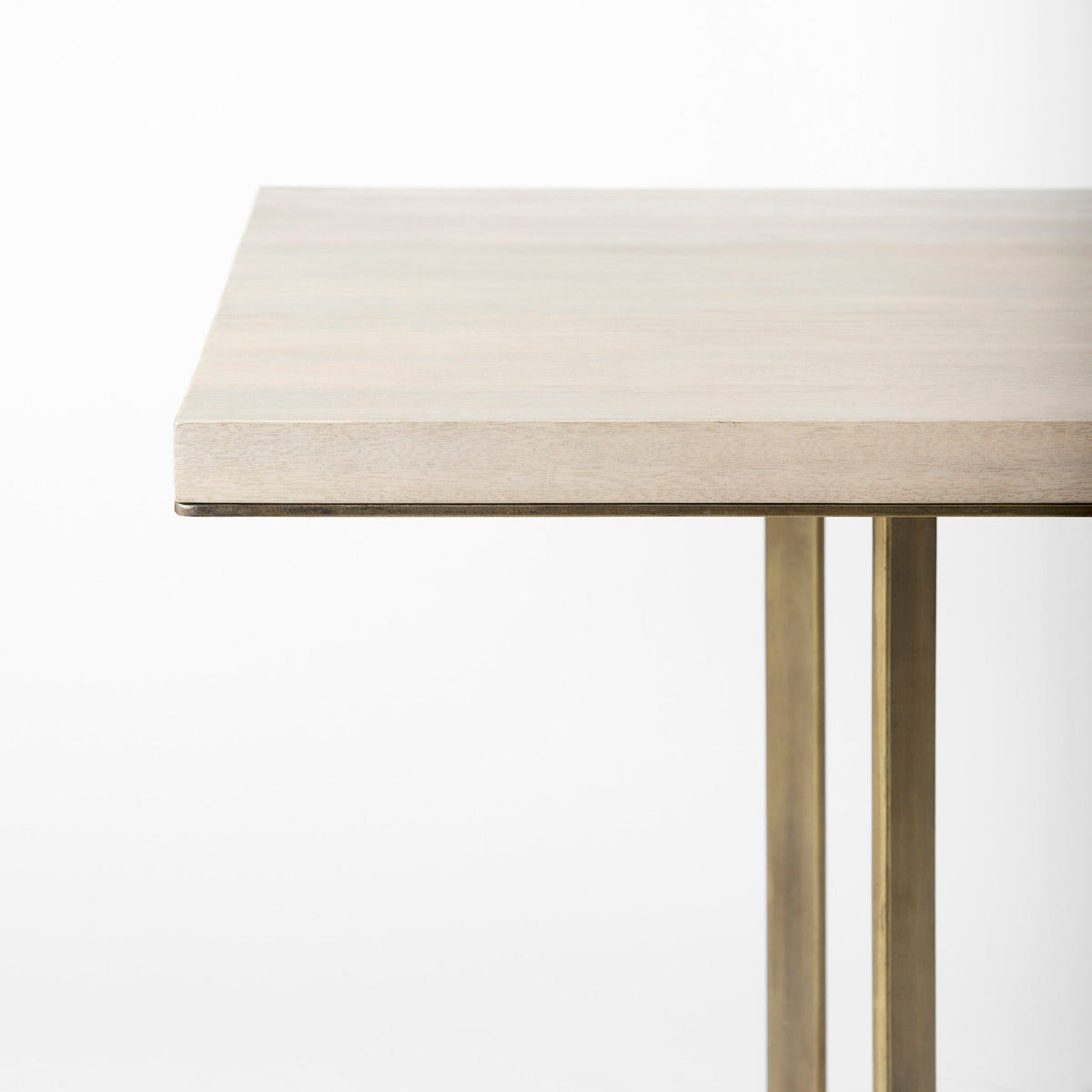 Faye 48"L x 48"W Square Dining Table | Modern | Wood & Antique Gold Metal | Seats 4-Dining Tables-DECOROLALA