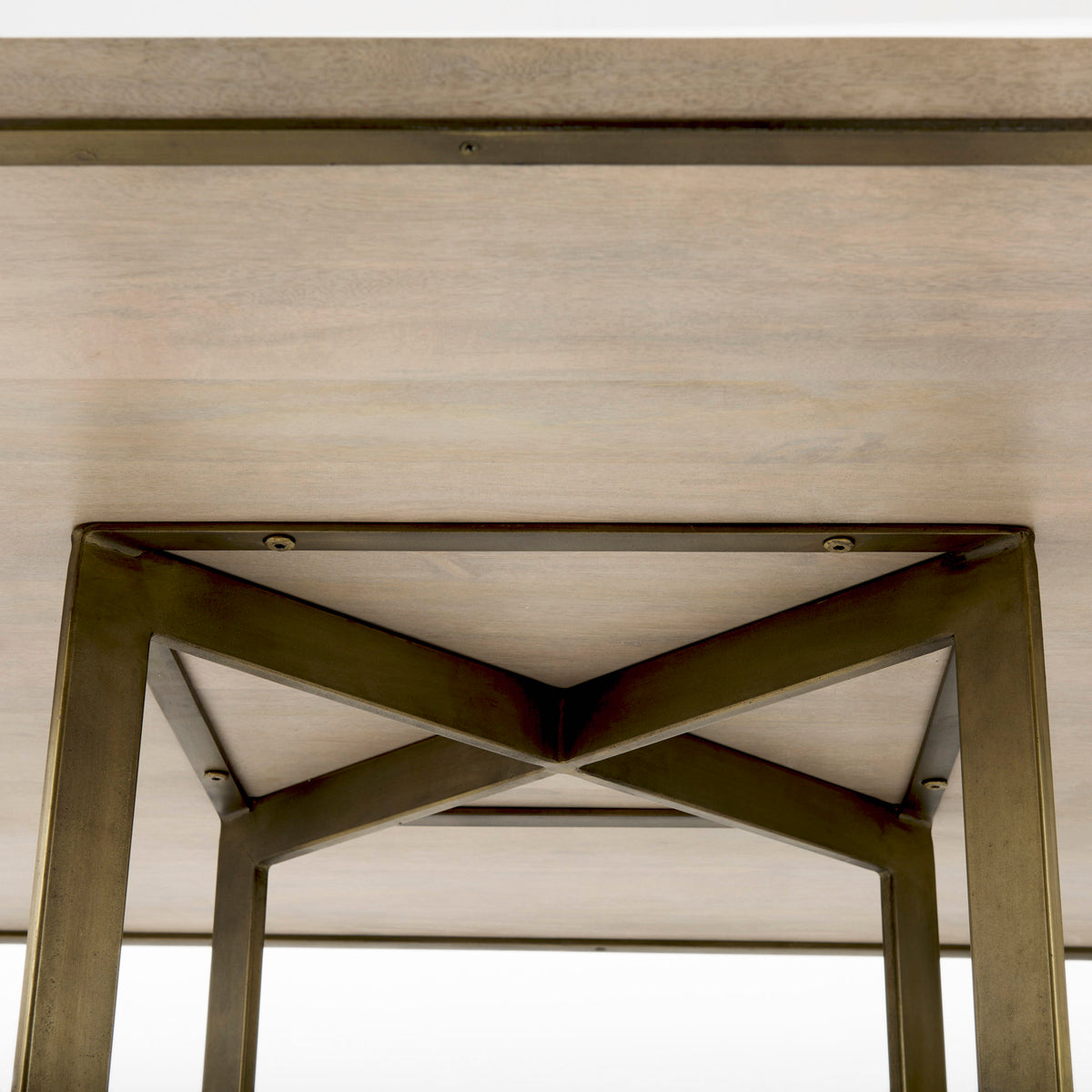 Faye 48"L x 48"W Square Dining Table | Modern | Wood & Antique Gold Metal | Seats 4-Dining Tables-DECOROLALA