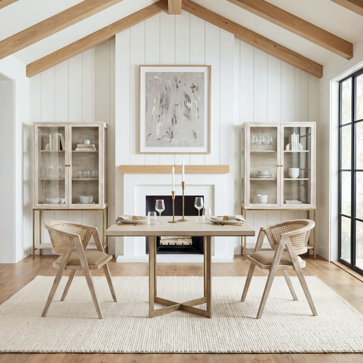 Faye 48"L x 48"W Square Dining Table | Modern | Wood & Antique Gold Metal | Seats 4-Dining Tables-DECOROLALA
