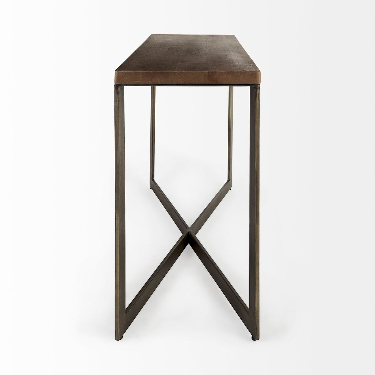 Faye 50L x 15W x 30H Finished Wood W/Gold Metal Base Console Table-Console Tables-DECOROLALA