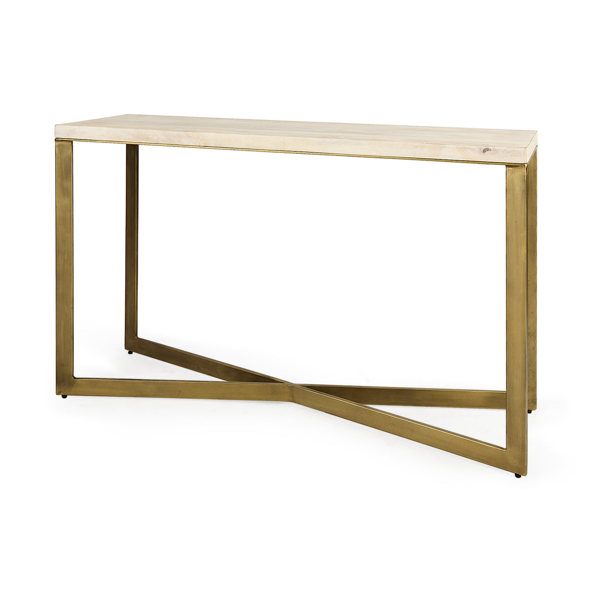 Faye 50L x 15W x 30H Finished Wood W/Gold Metal Base Console Table-Console Tables-DECOROLALA