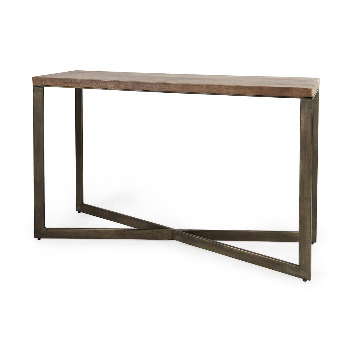 Faye 50L x 15W x 30H Finished Wood W/Gold Metal Base Console Table-Console Tables-DECOROLALA