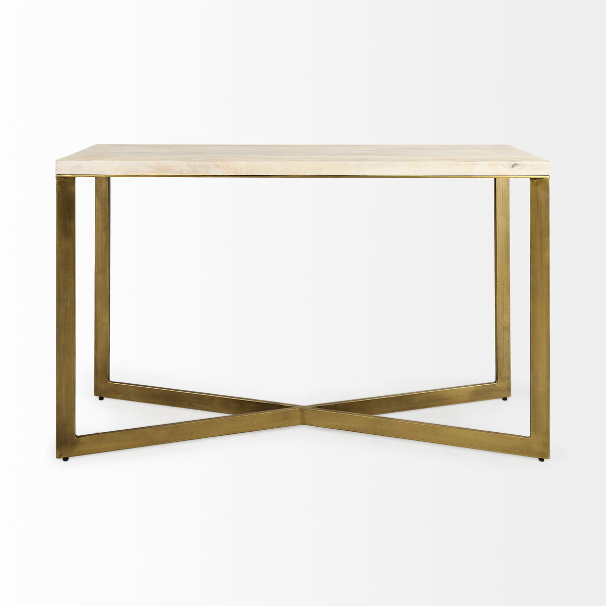 Faye 50L x 15W x 30H Finished Wood W/Gold Metal Base Console Table-Console Tables-DECOROLALA