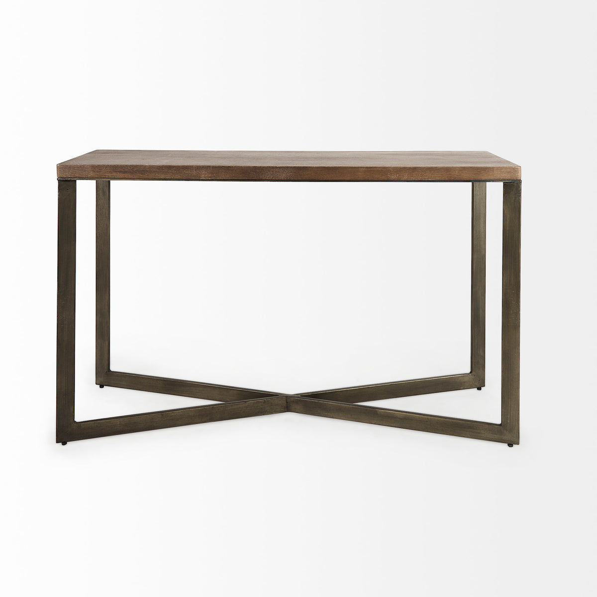 Faye 50L x 15W x 30H Finished Wood W/Gold Metal Base Console Table-Console Tables-DECOROLALA