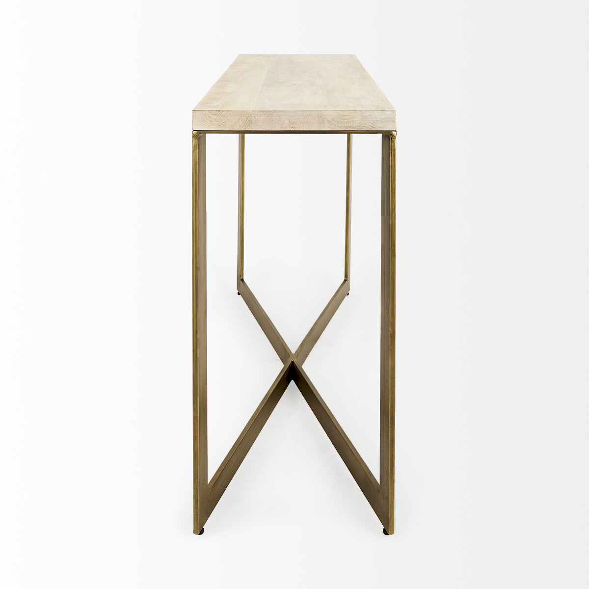 Faye 50L x 15W x 30H Finished Wood W/Gold Metal Base Console Table-Console Tables-DECOROLALA