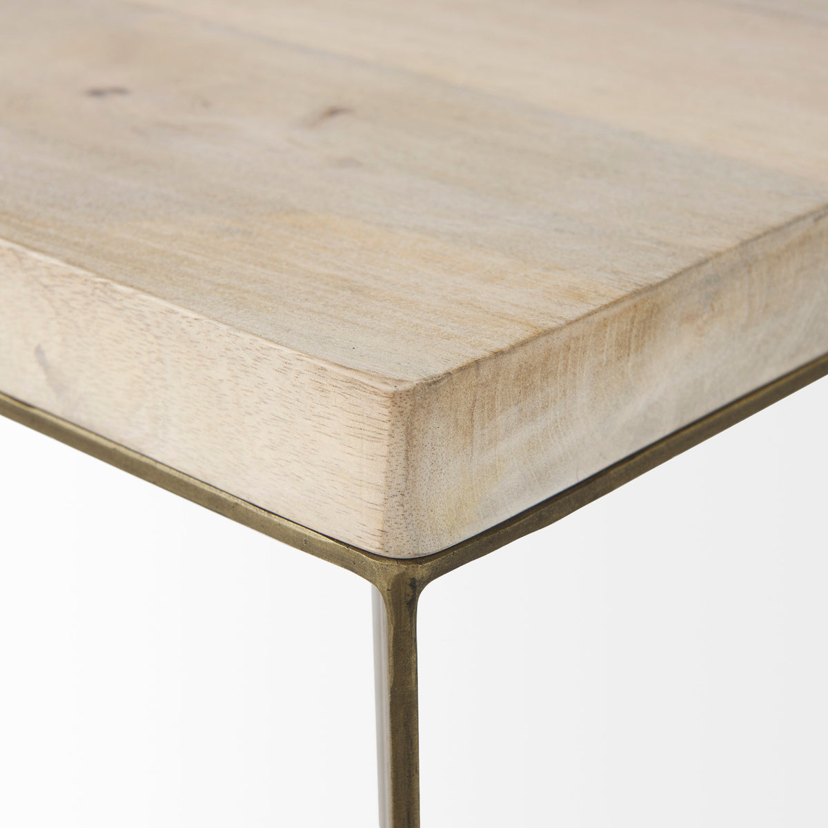 Faye (Set of 2) 19L x 19W x 26H Beige Finished Wood W/ Gold Metal Base Accent Tables-Accent Tables-DECOROLALA