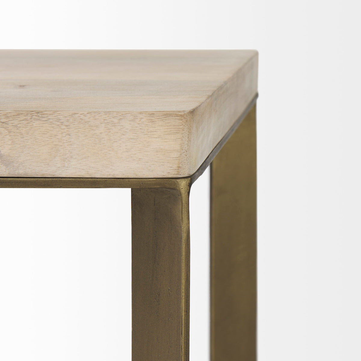Faye (Set of 2) 19L x 19W x 26H Beige Finished Wood W/ Gold Metal Base Accent Tables-Accent Tables-DECOROLALA