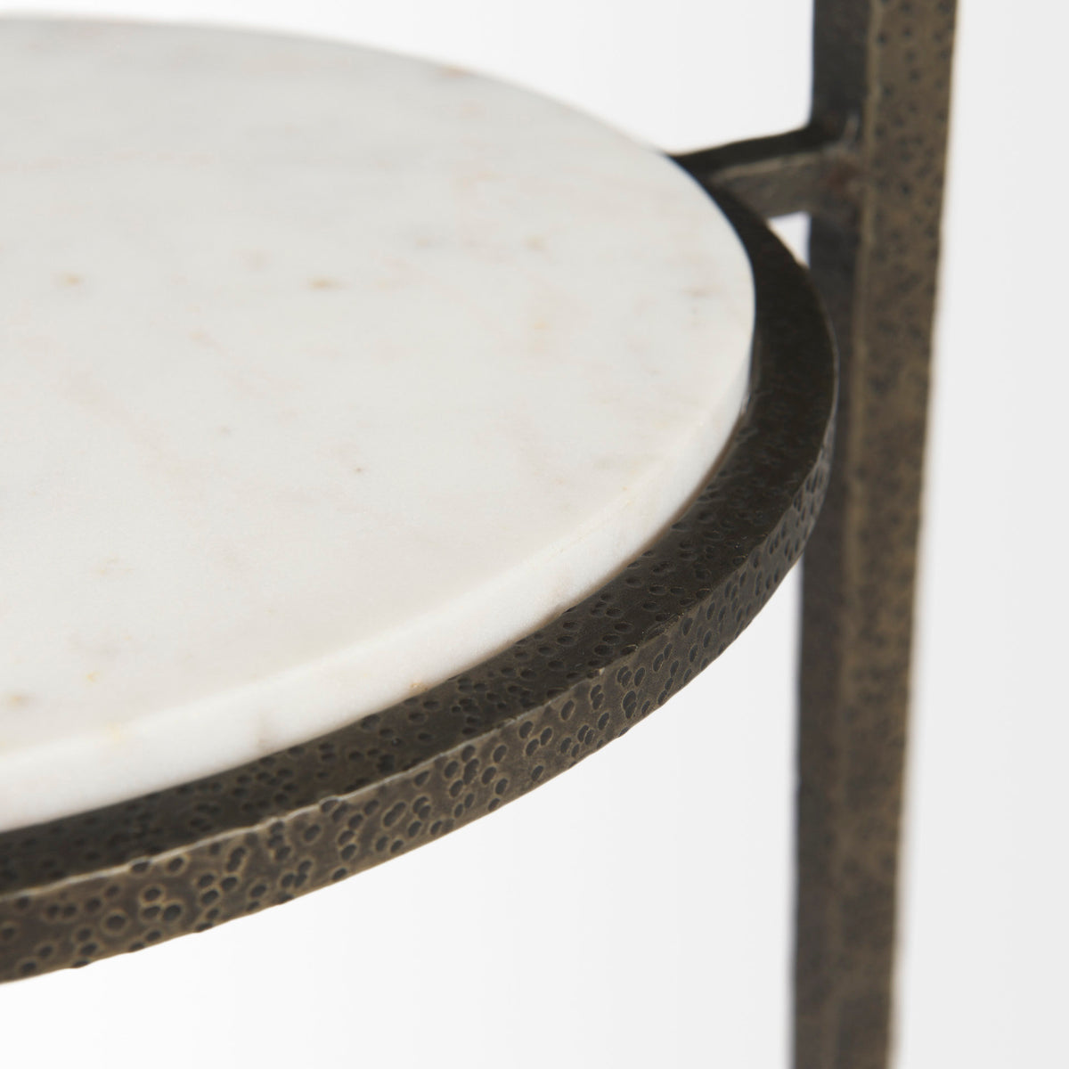 Felicity 15.8L X 15.8W X 22.5H Glass Top W/ White Marble Shelf and Antique Gold Base End/Side Table-End and Side Tables-DECOROLALA