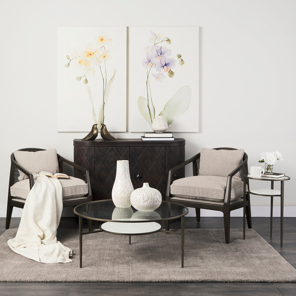 Felicity 15.8L X 15.8W X 22.5H Glass Top W/ White Marble Shelf and Antique Gold Base End/Side Table-End and Side Tables-DECOROLALA