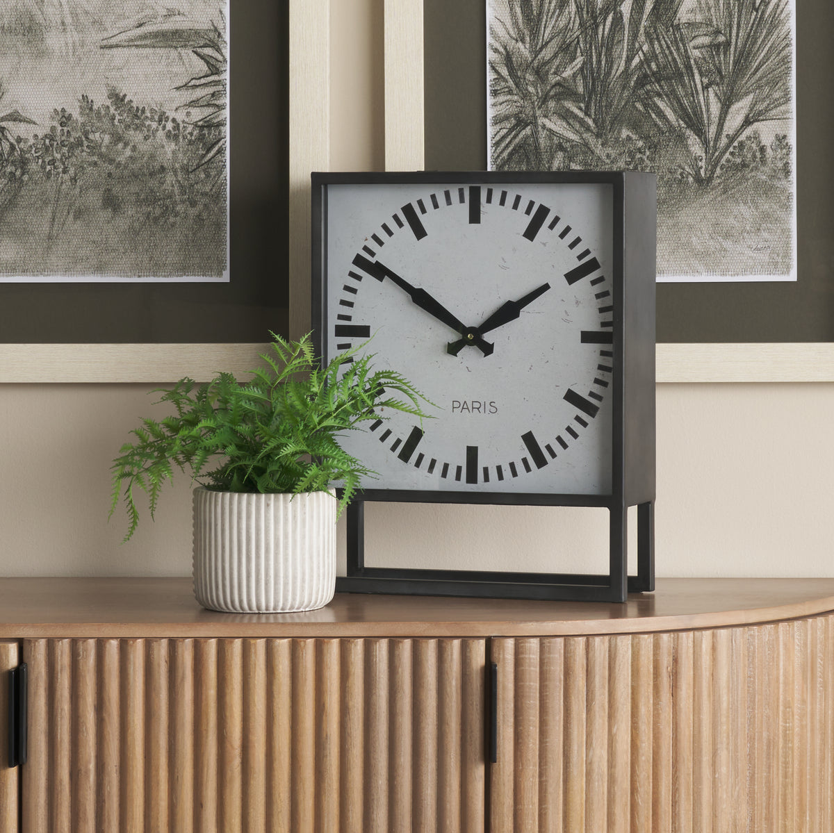 Felix Gray Metal Square Table Clock-Table Clocks-DECOROLALA