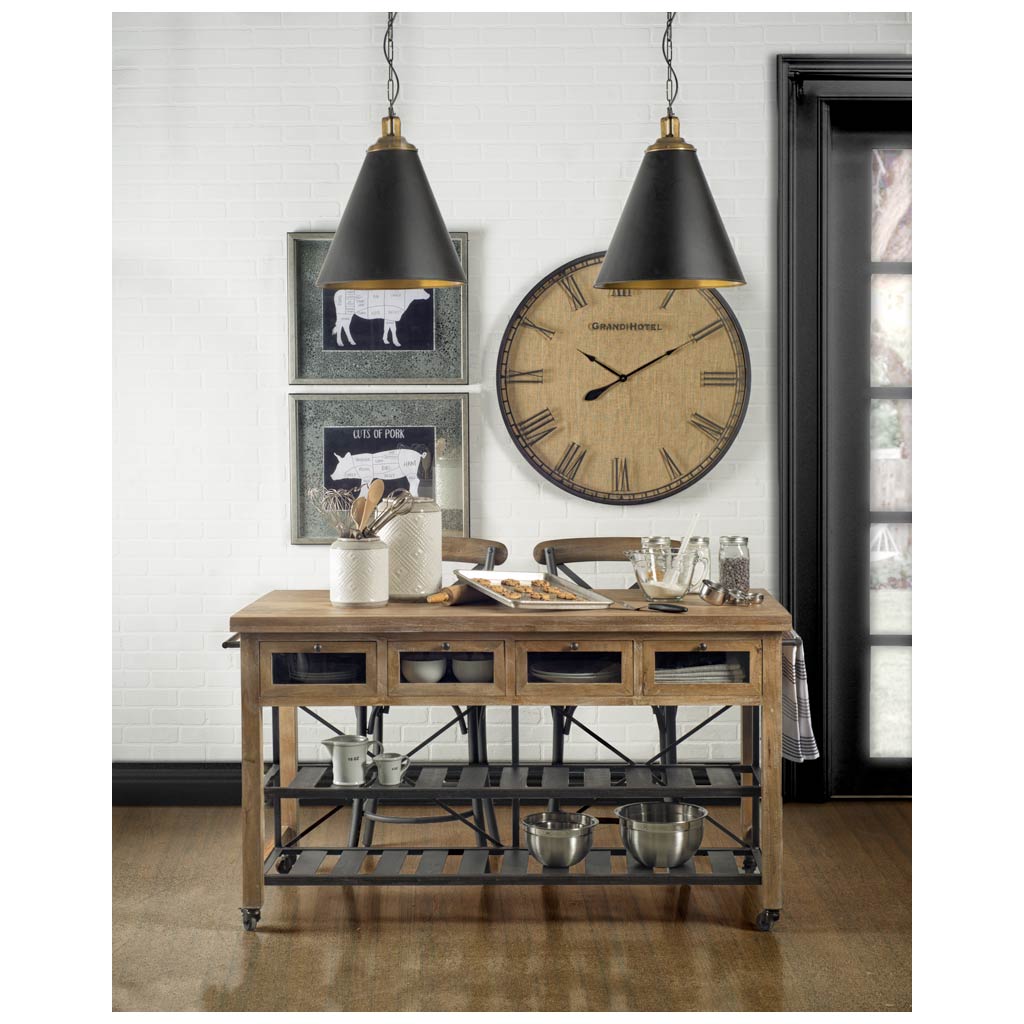 Fenton 18.0L x 18.0W x 23.0H W/Antiqued Accents Pendant Light-Pendant Lighting-DECOROLALA