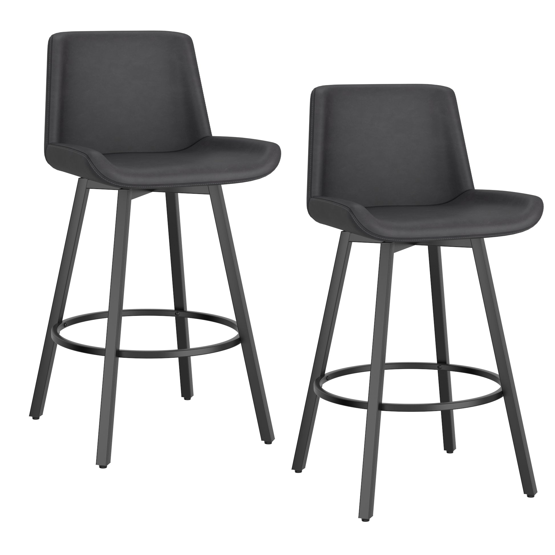 Fern 26" Counter Stool - Charcoal PU Leather-DECOROLALA