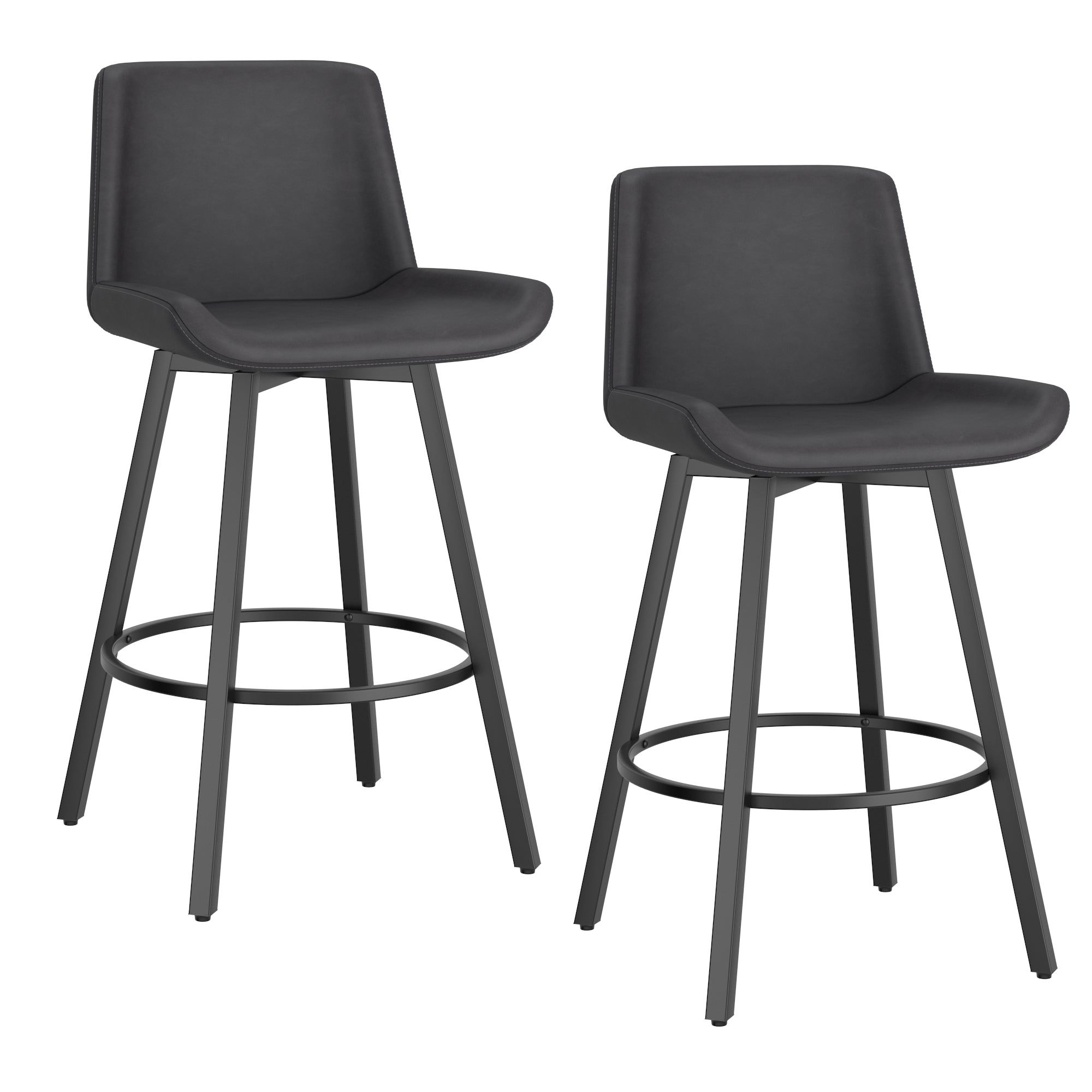 Fern 26" Counter Stool - Charcoal PU Leather-DECOROLALA