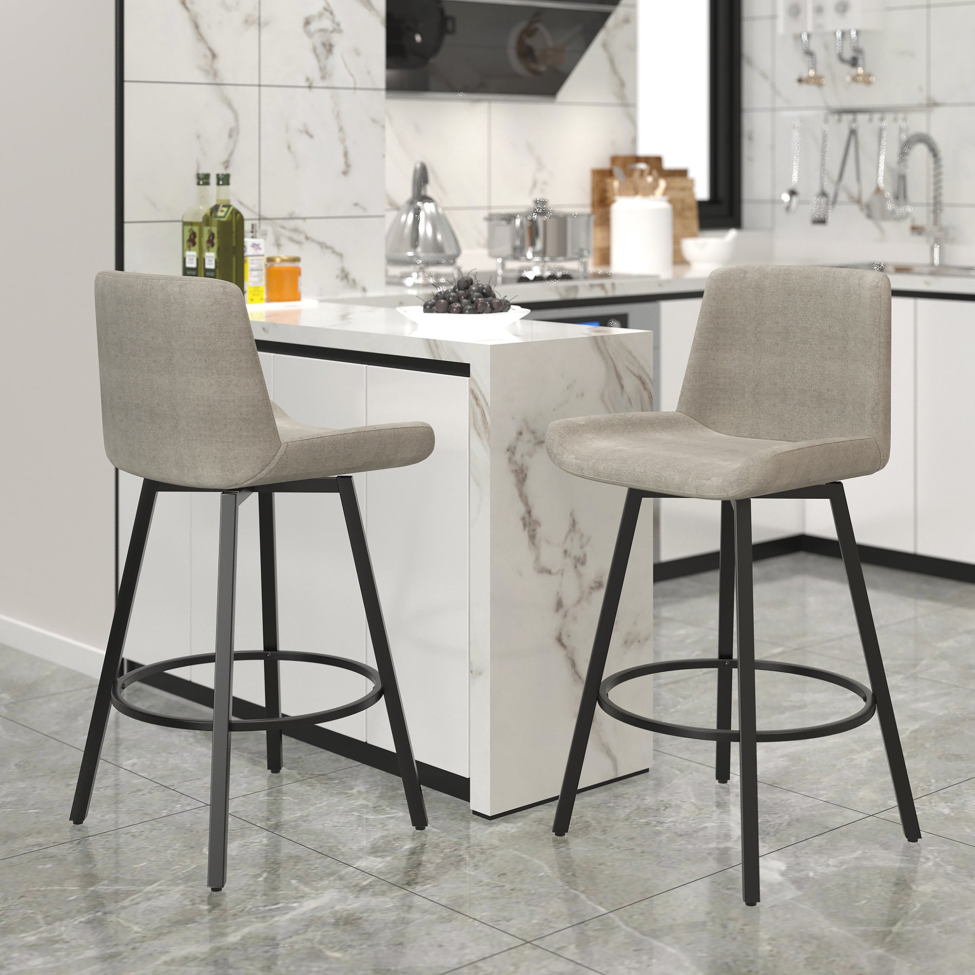 Fern 26" Counter Stool - Grey Fabric-DECOROLALA