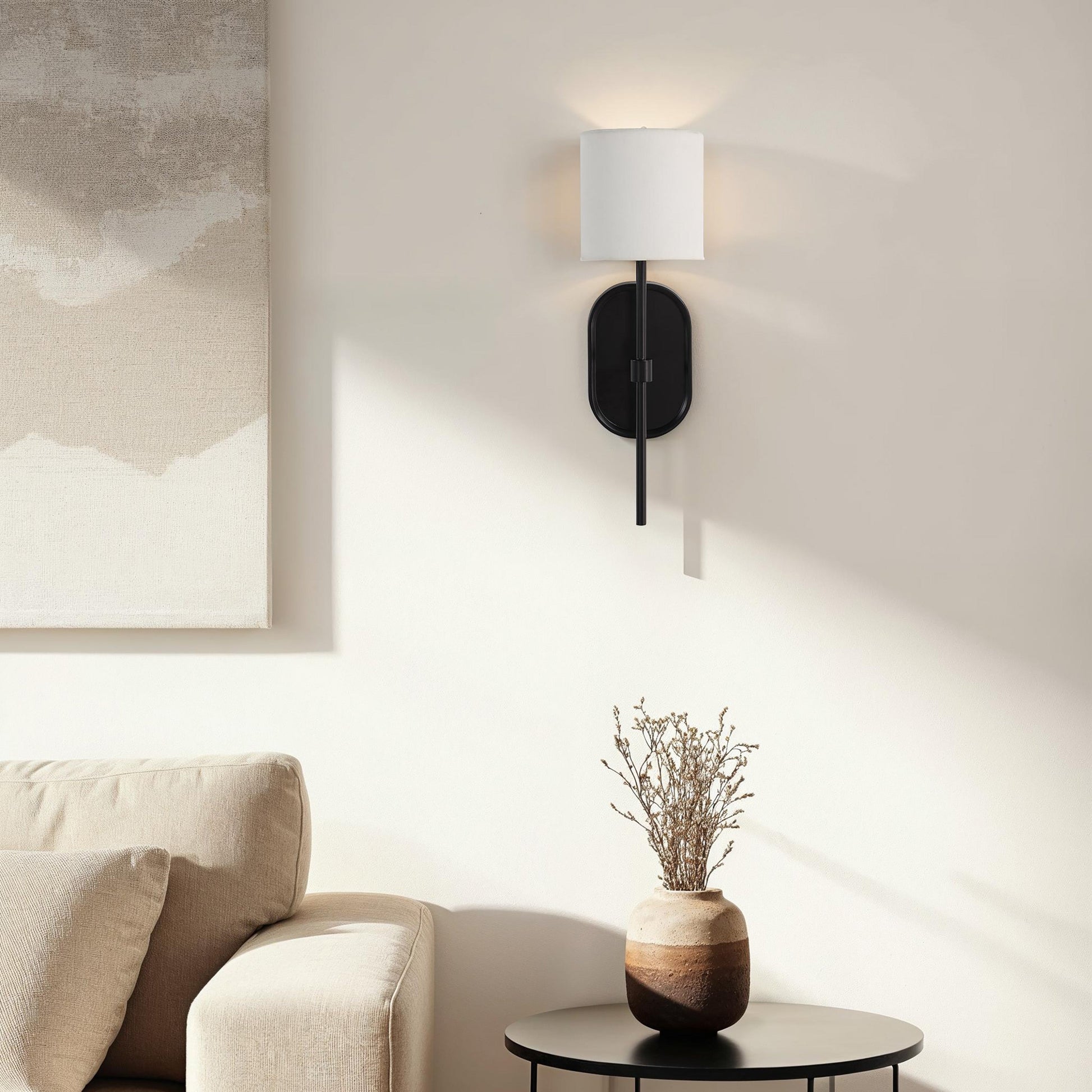 Fico 17.5" Wall Sconce Black Linen-Wall Sconce-DECOROLALA