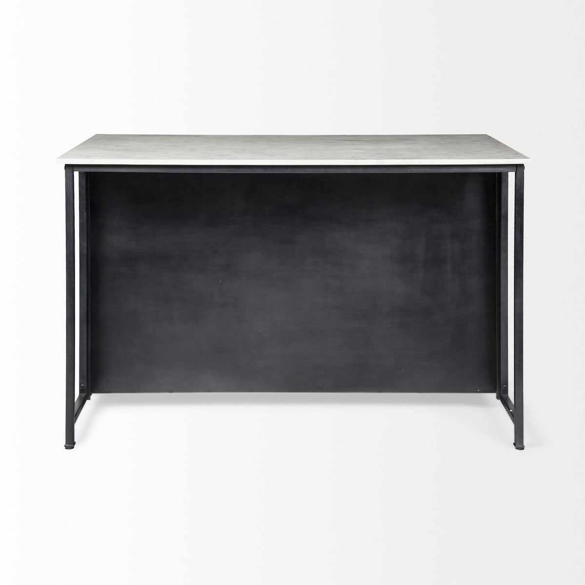 Fieri Solid Iron Black Body White Marble Top Four Drawer Kitchen Island-Kitchen Islands-DECOROLALA