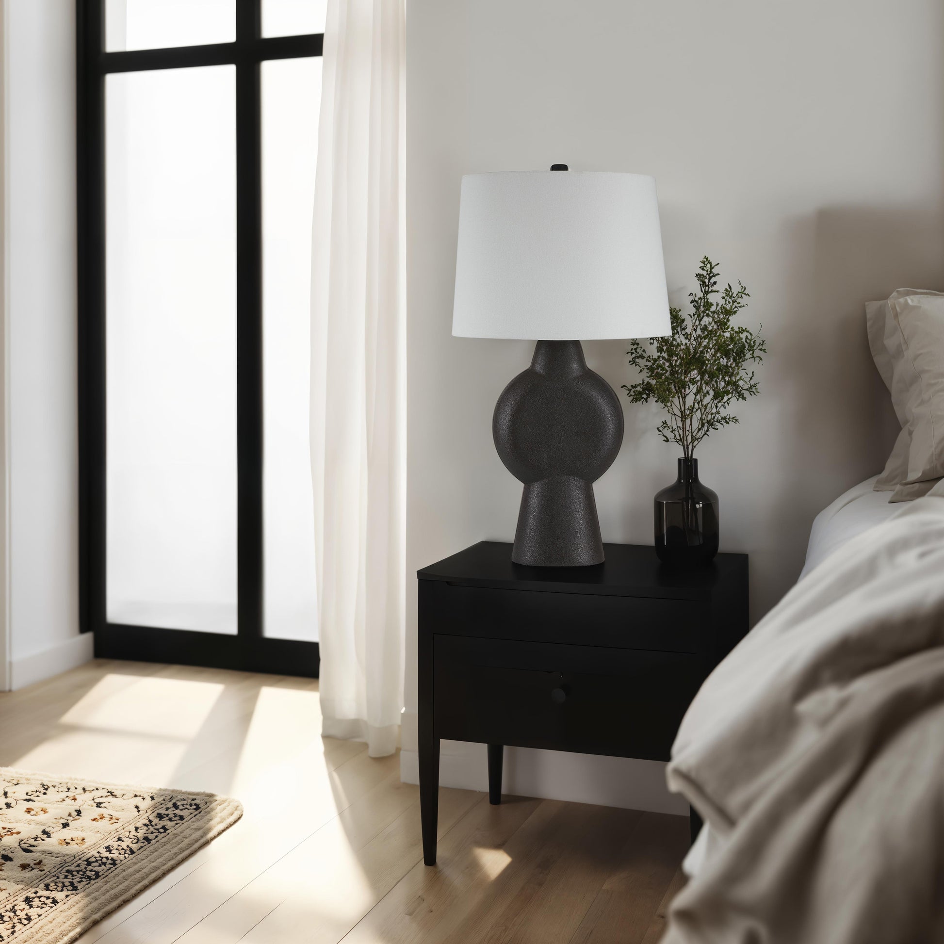 Fierra 30" Modern Table Lamp, Stone Black-Table Lamp-DECOROLALA