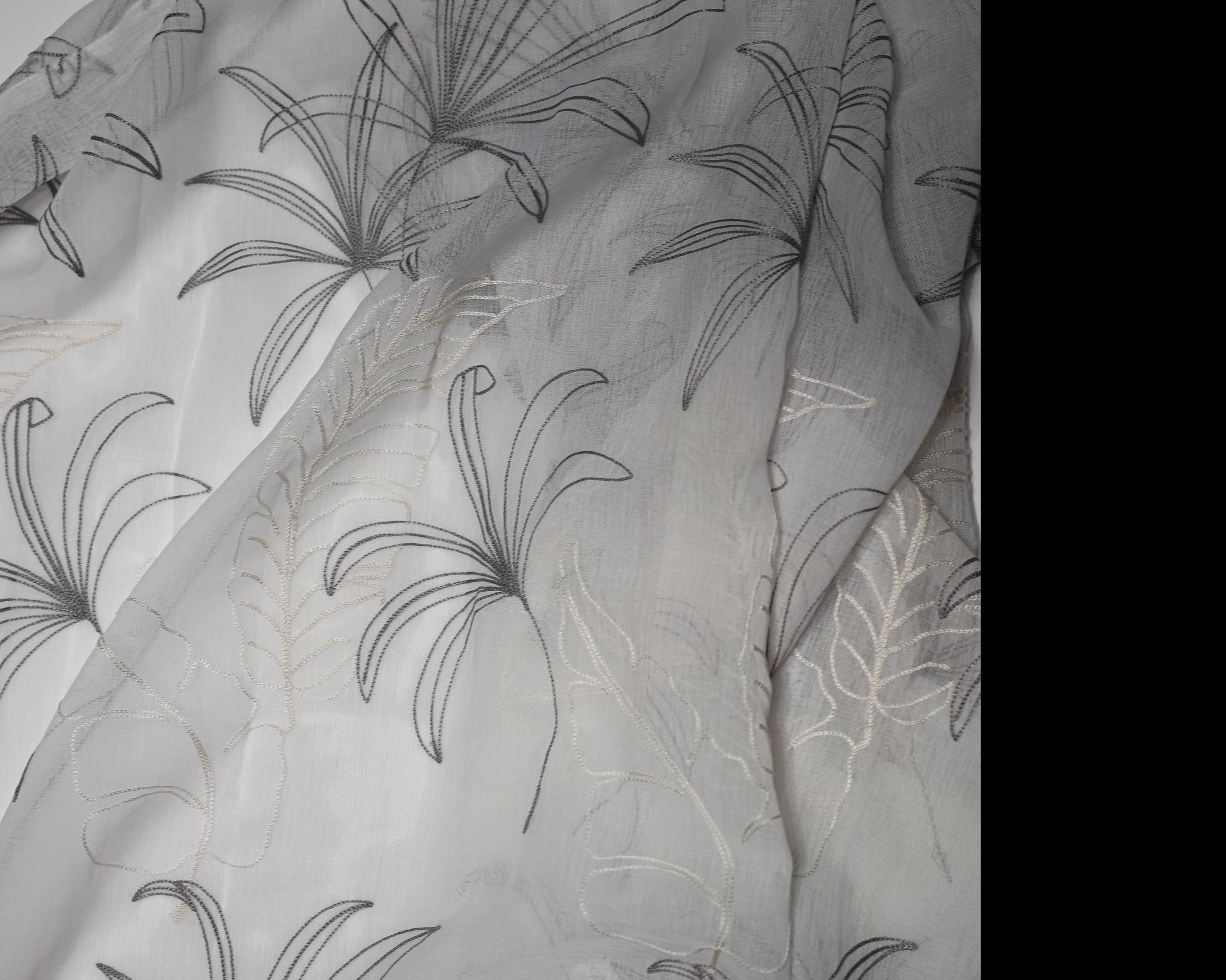 Figi Embroidered Floral Sheer Grommet Curtain-Curtains-DECOROLALA