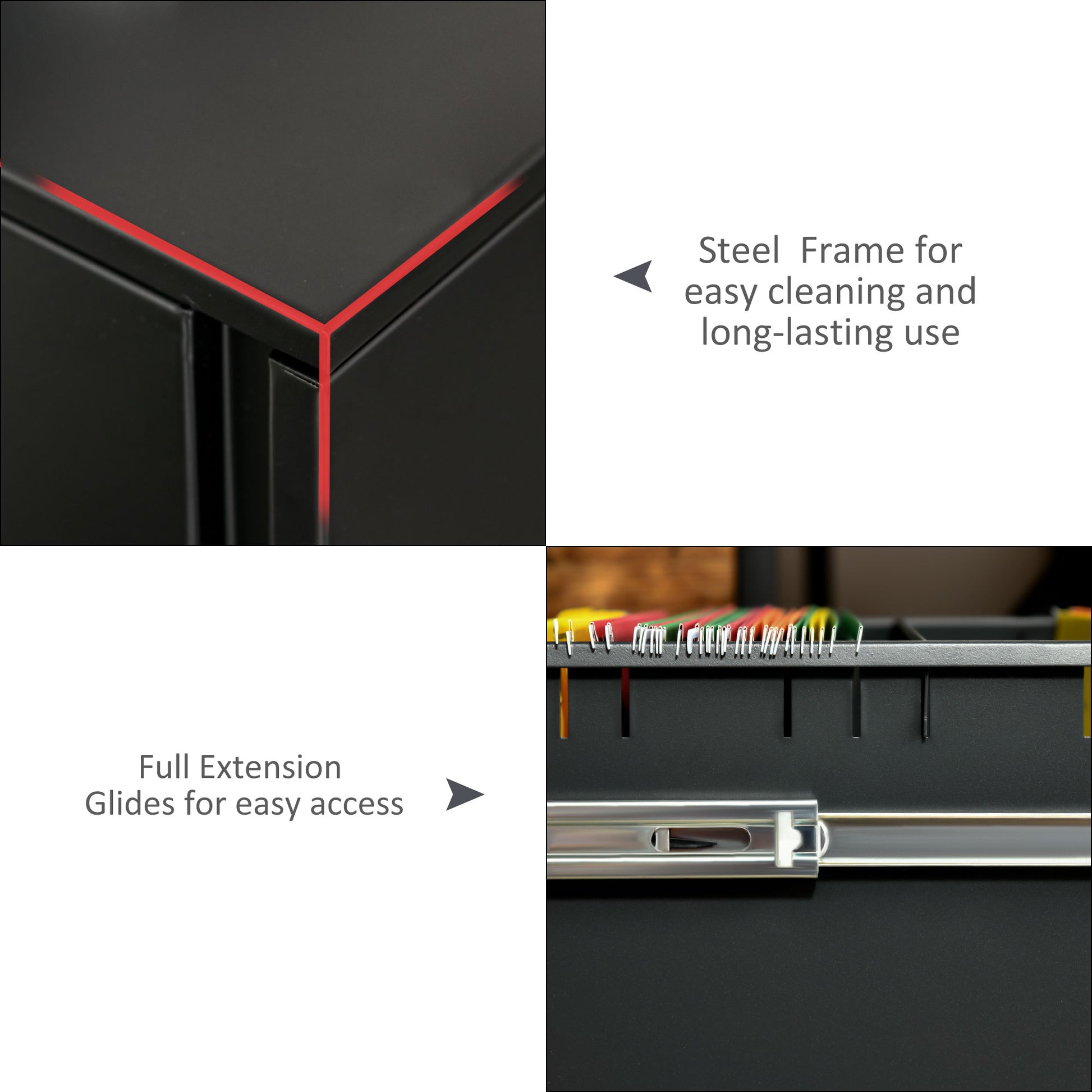 File Cabinet, Vertical Filing Cabinet with Adjustable Partition for A4 Letter Size, Lockable for Office, Black-Office Products > Office Furniture > Office Cabinets & Cupboards-DECOROLALA