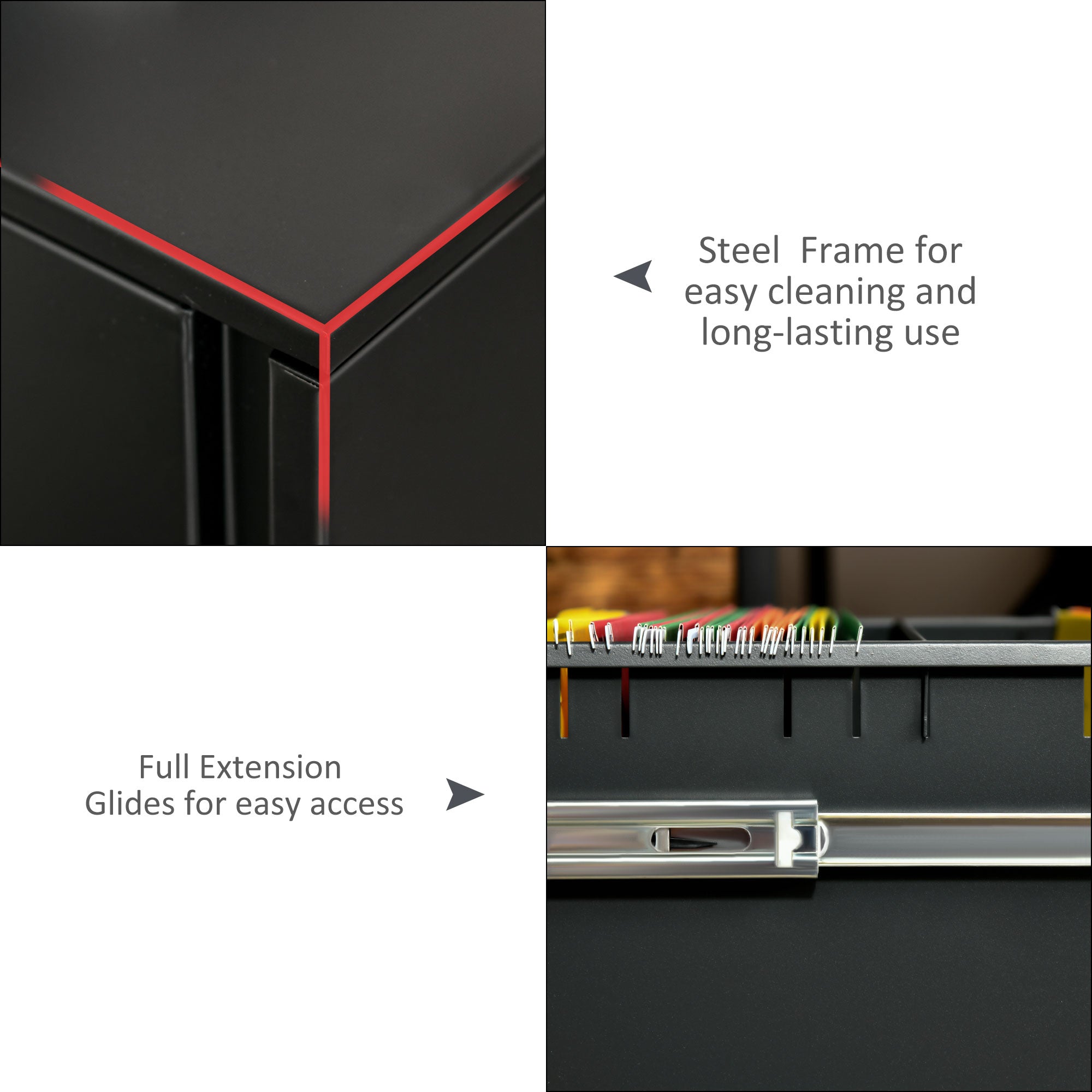 File Cabinet, Vertical Filing Cabinet with Adjustable Partition for A4 Letter Size, Lockable for Office, Black-Office Products > Office Furniture > Office Cabinets & Cupboards-DECOROLALA