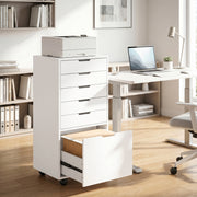 File Cabinet on Wheels Mobile Printer Stand with 6 Drawers for Home Office White-Office Products > Office Furniture > Office Cabinets & Cupboards-DECOROLALA