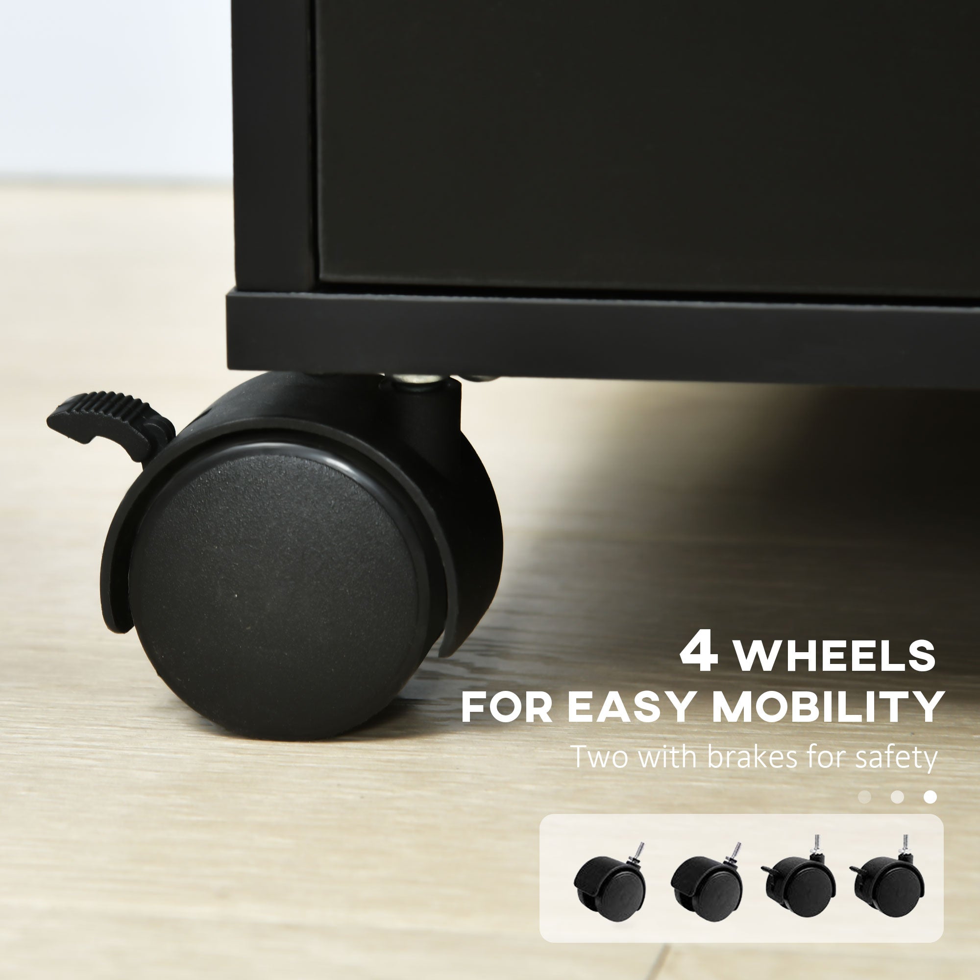 File Cabinet with 5 Drawer Wheels, 15.7" x 15.7" x 26.4", Black-Office Products > Office Furniture > Office Cabinets & Cupboards-DECOROLALA