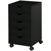 File Cabinet with 5 Drawer Wheels, 15.7" x 15.7" x 26.4", Black-Office Products > Office Furniture > Office Cabinets & Cupboards-DECOROLALA