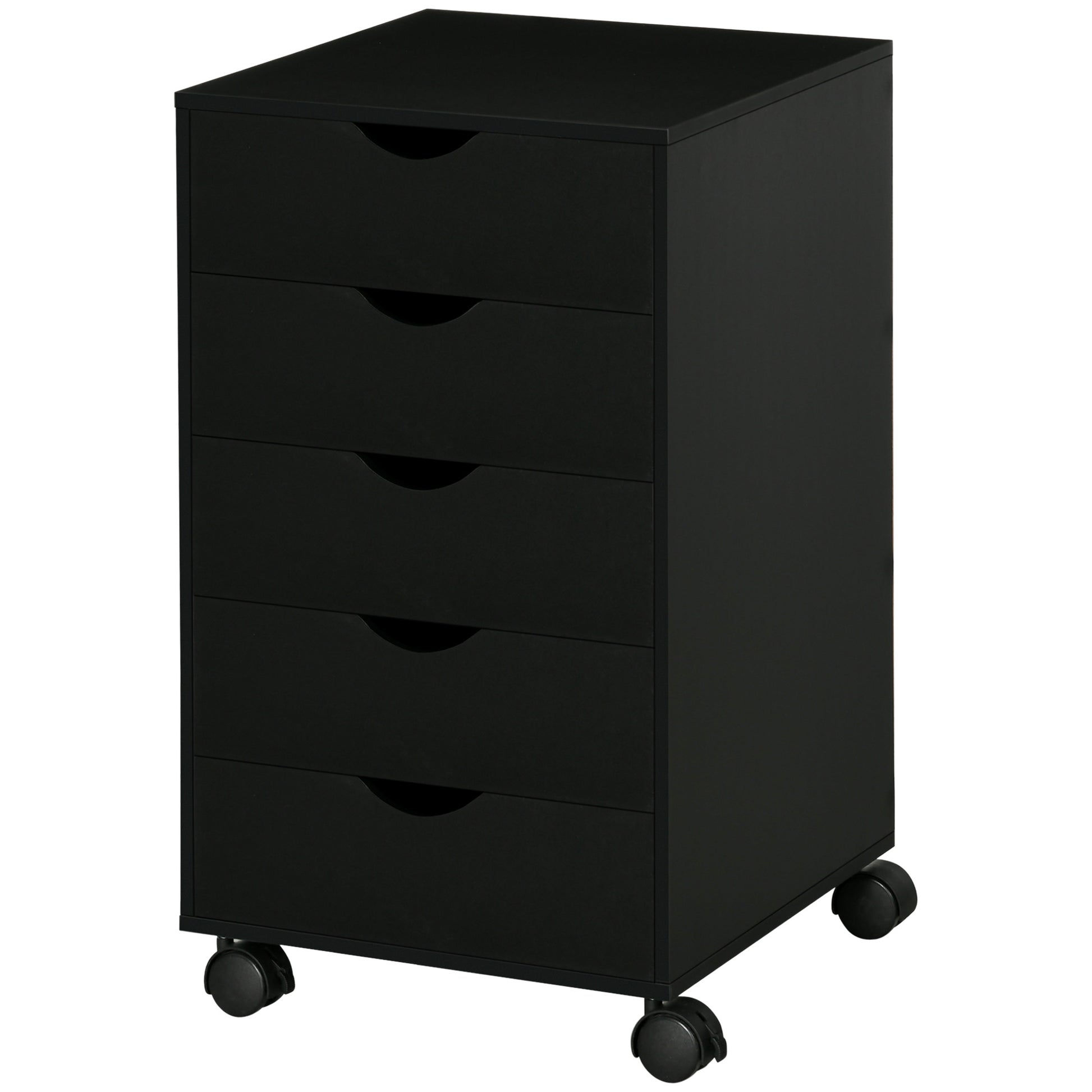 File Cabinet with 5 Drawer Wheels, 15.7" x 15.7" x 26.4", Black-Office Products > Office Furniture > Office Cabinets & Cupboards-DECOROLALA