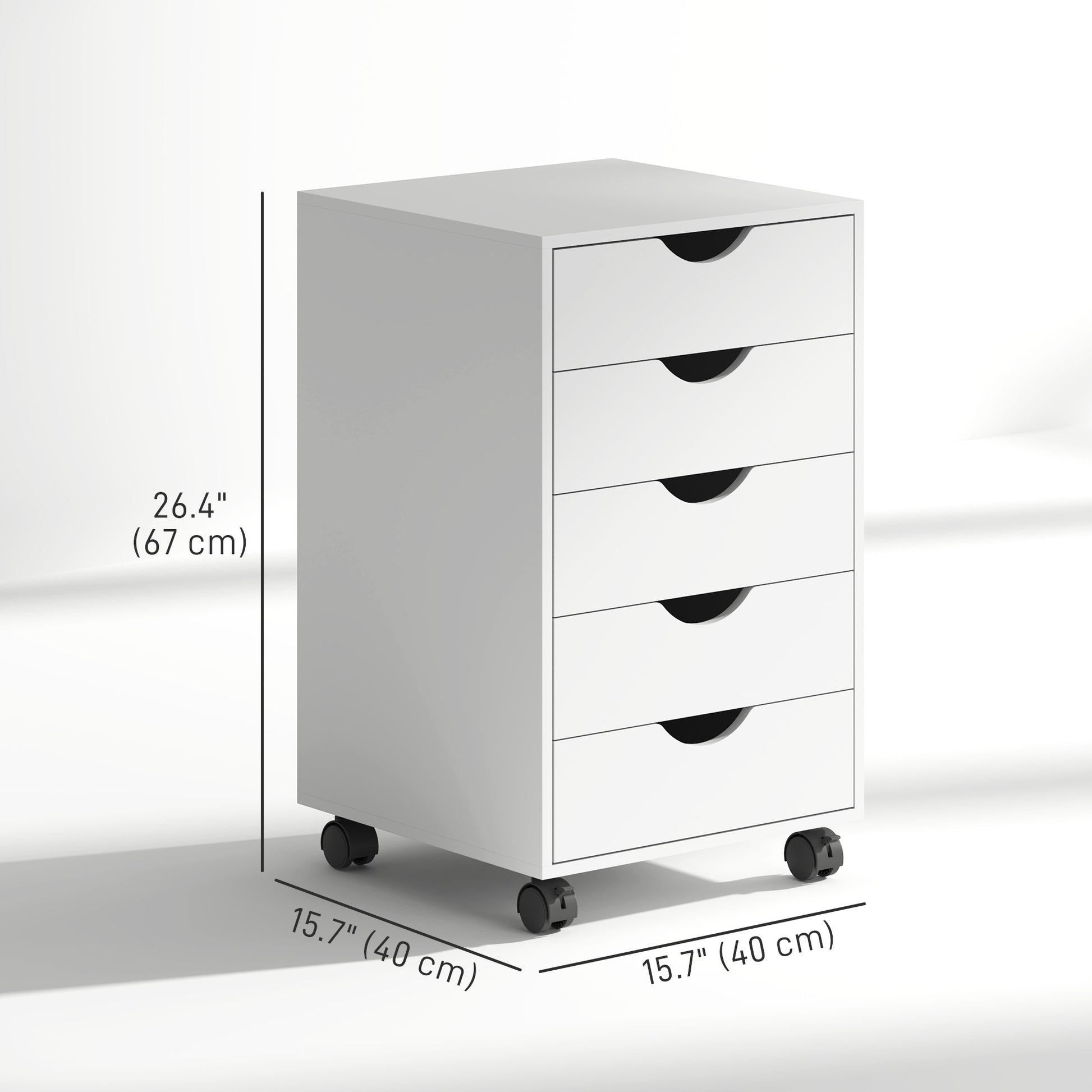 File Cabinet with 5 Drawer Wheels, 15.7" x 15.7" x 26.4", White-Office Products > Office Furniture > Office Cabinets & Cupboards-DECOROLALA