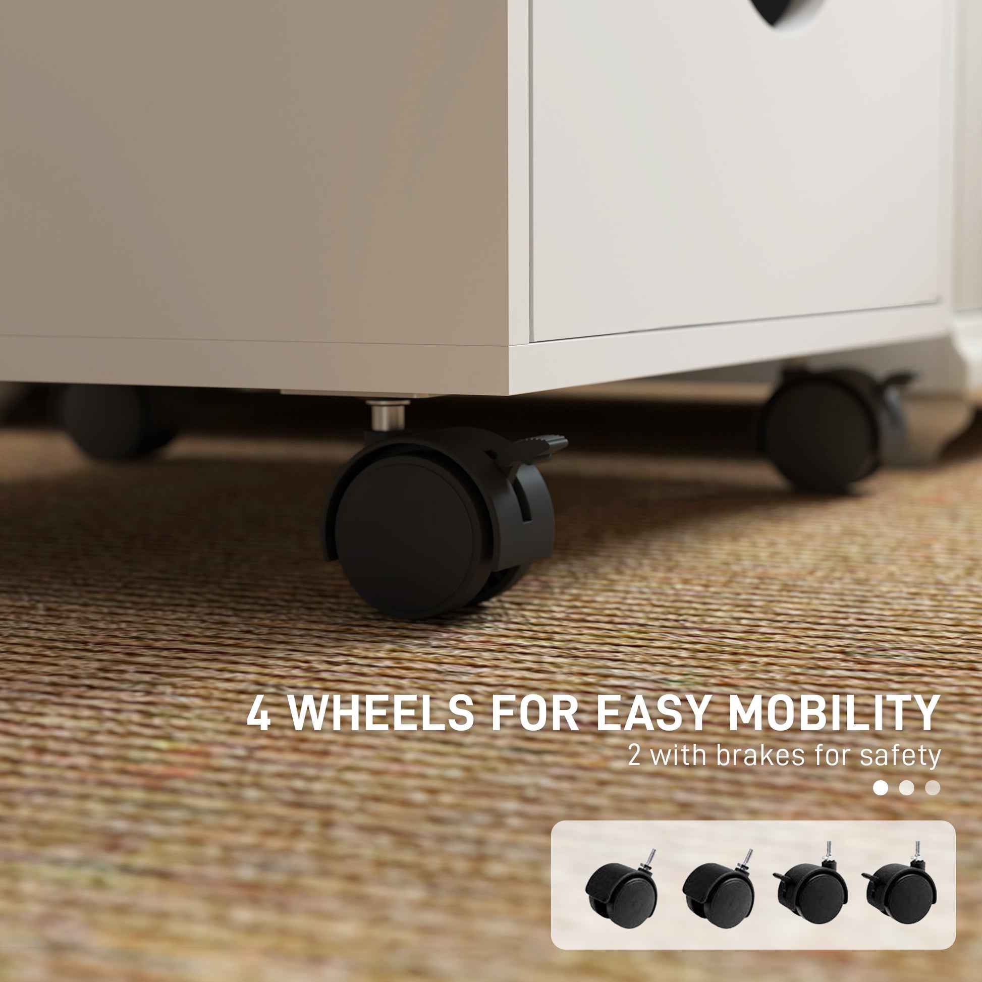 File Cabinet with 5 Drawer Wheels, 15.7" x 15.7" x 26.4", White-Office Products > Office Furniture > Office Cabinets & Cupboards-DECOROLALA