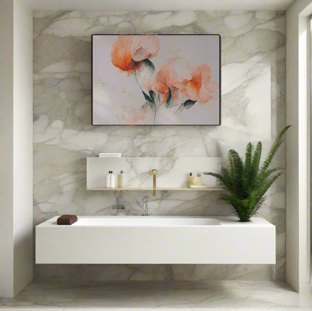 Filigree Coral Flowers-Canvas Print-DECOROLALA