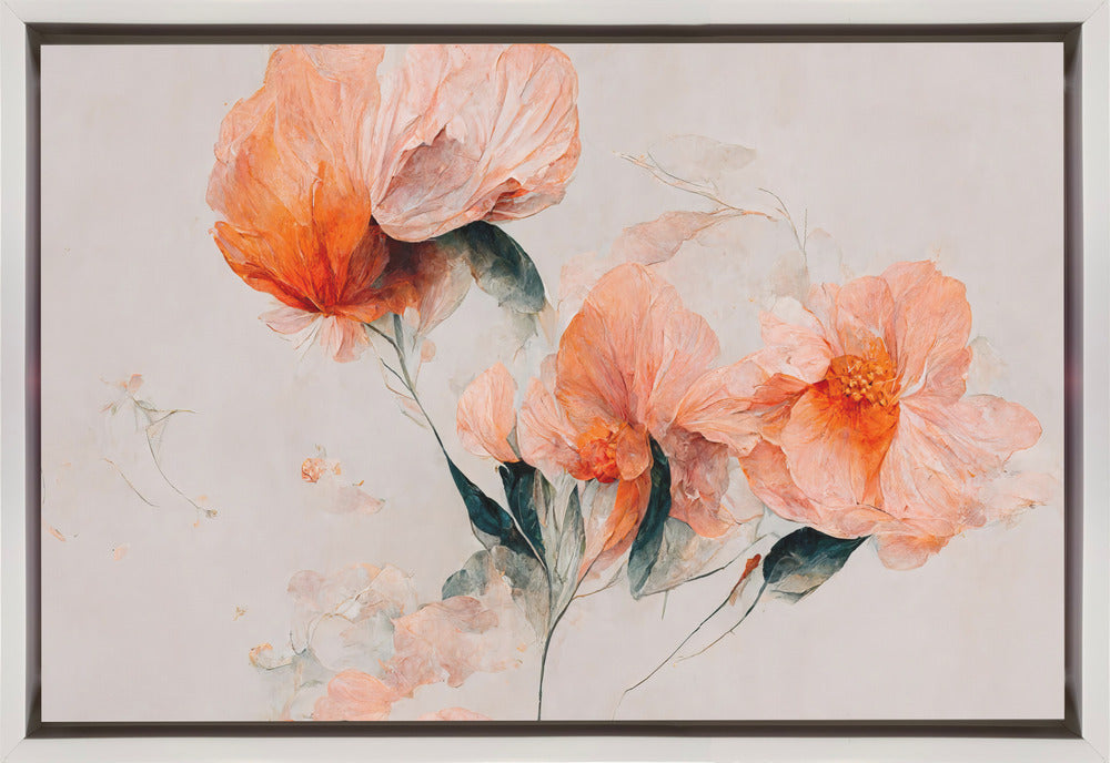 Filigree Coral Flowers-Canvas Print-DECOROLALA