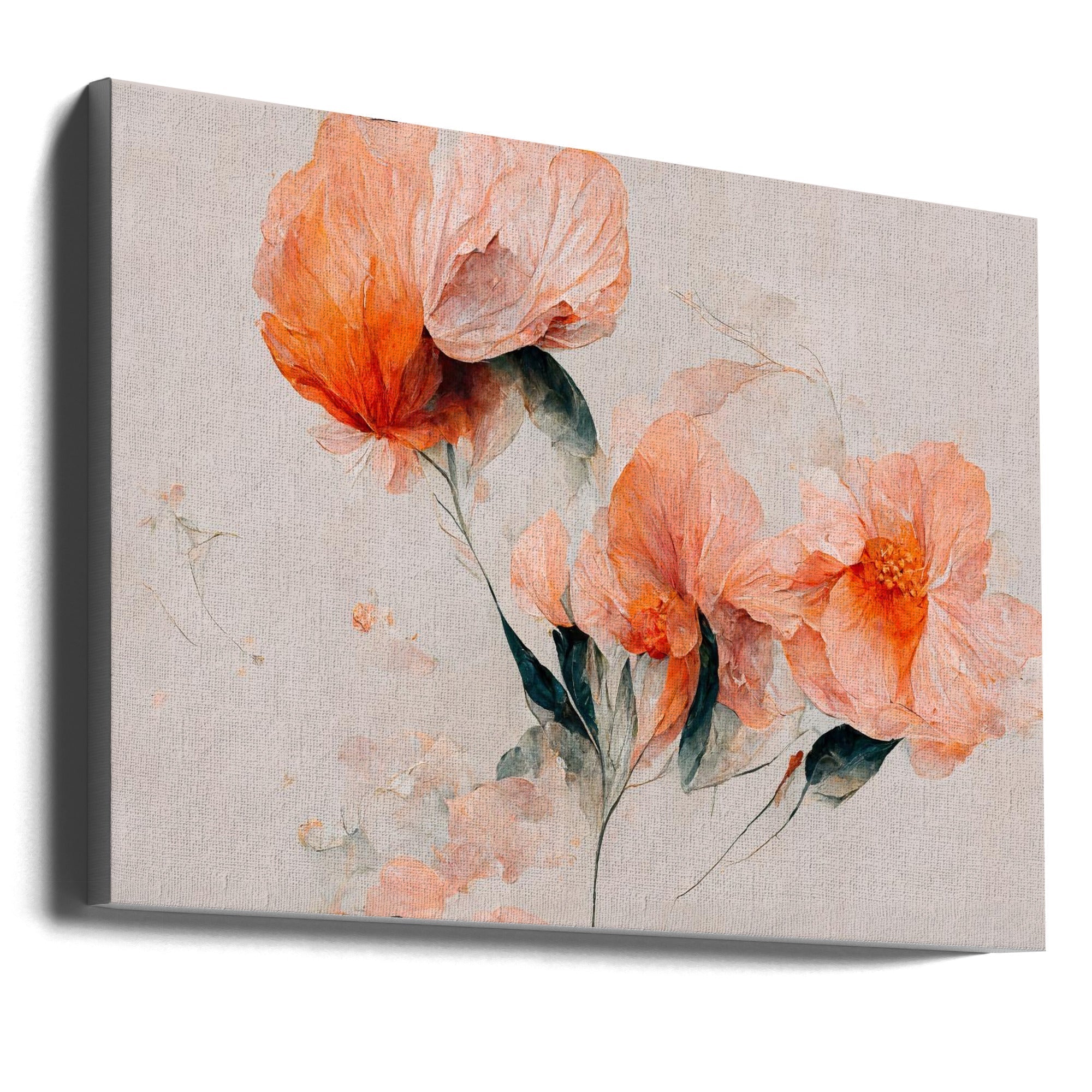 Filigree Coral Flowers-Canvas Print-DECOROLALA