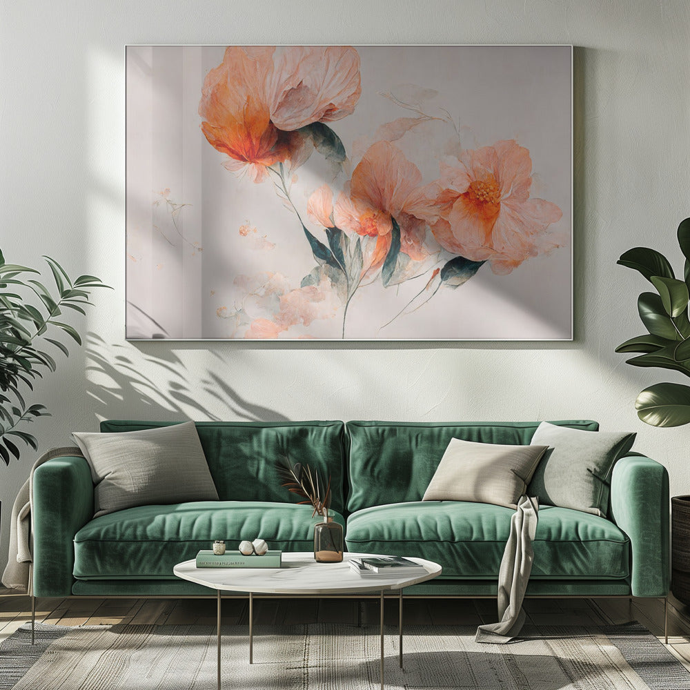 Filigree Coral Flowers Wall Art by Treechild-Canvas Print-DECOROLALA
