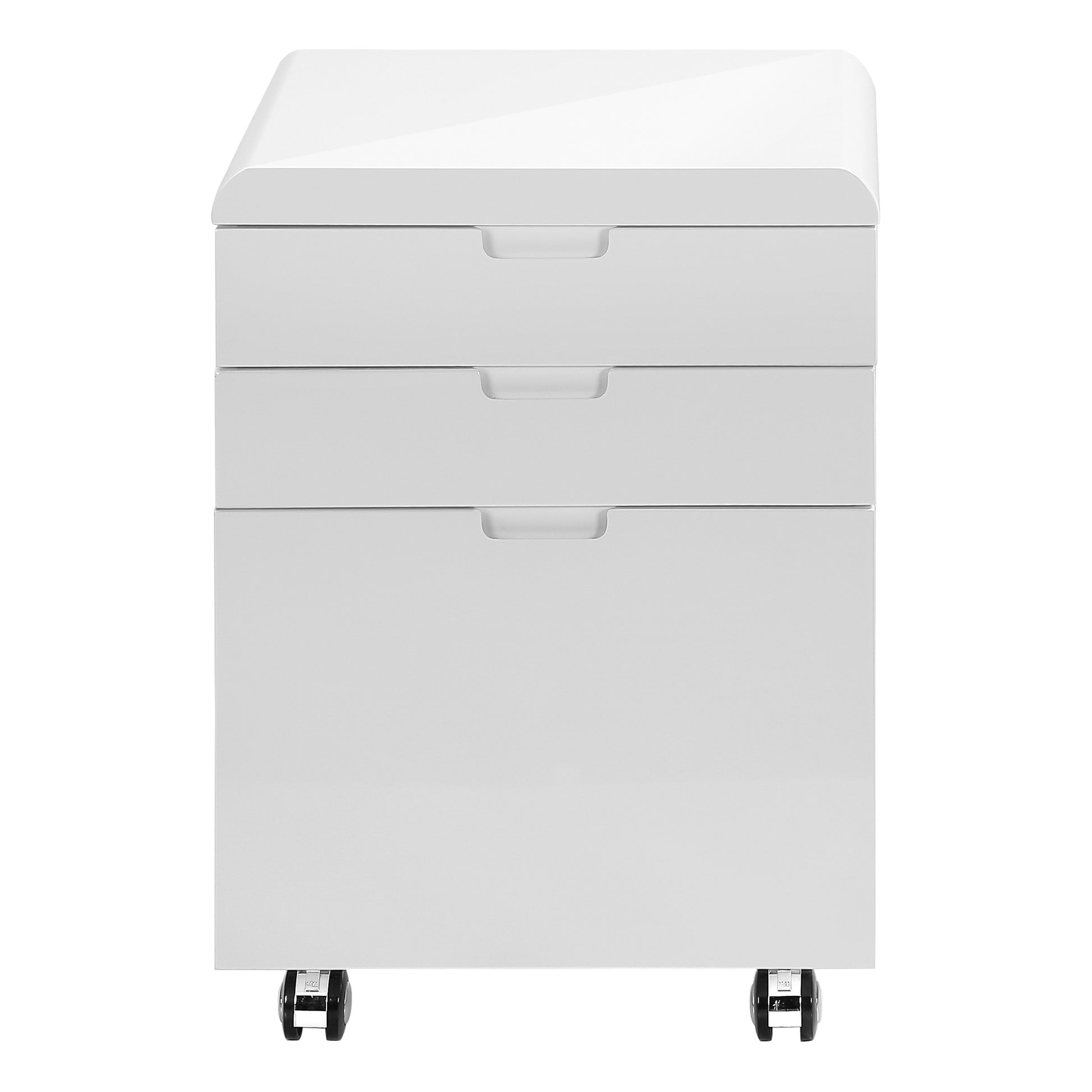 Filing Cabinet 3-Drawer White Gloss with Castors-Filing Cabinet-DECOROLALA