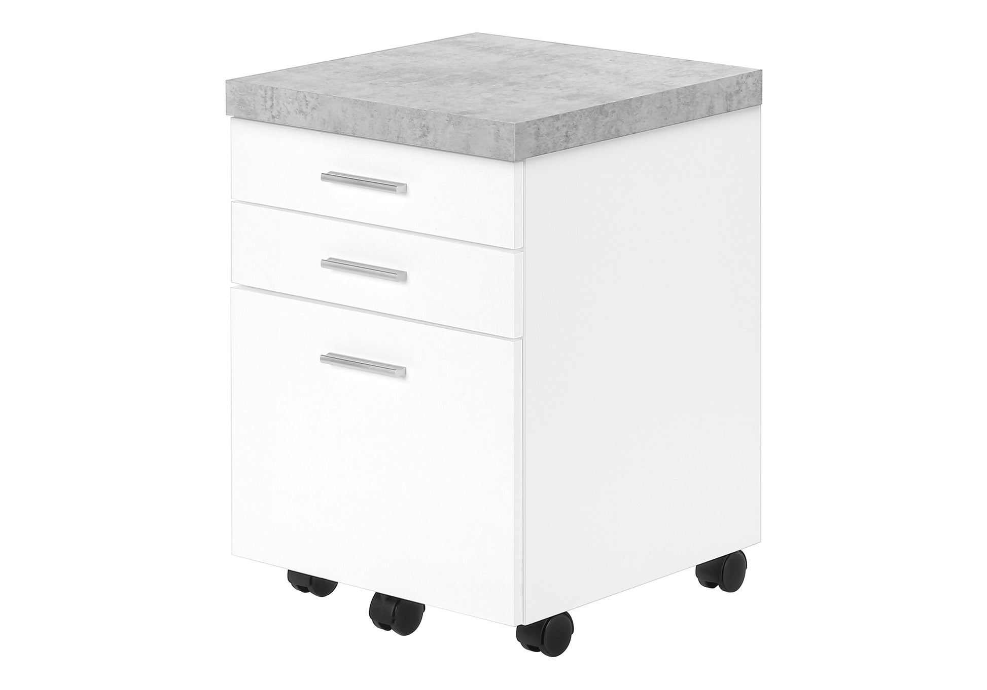 Filing Cabinet - 3 Drawer / White On Castors-Computer Desk-DECOROLALA