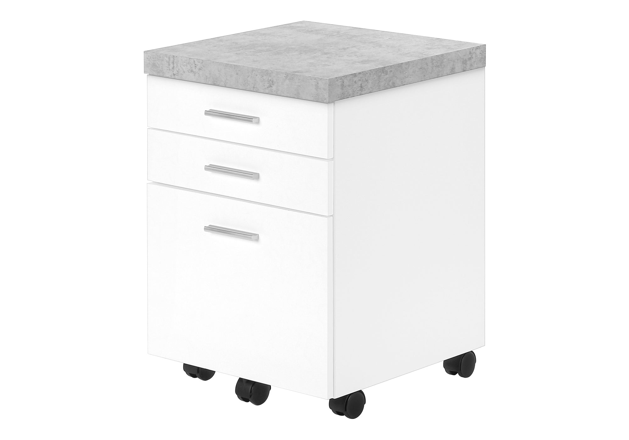Filing Cabinet - 3 Drawer / White On Castors-Computer Desk-DECOROLALA