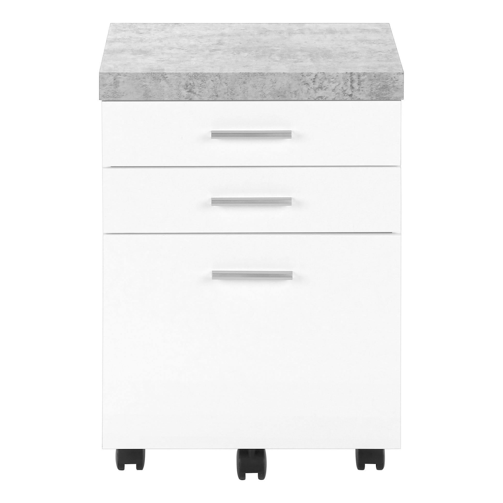 Filing Cabinet - 3 Drawer / White On Castors-Computer Desk-DECOROLALA