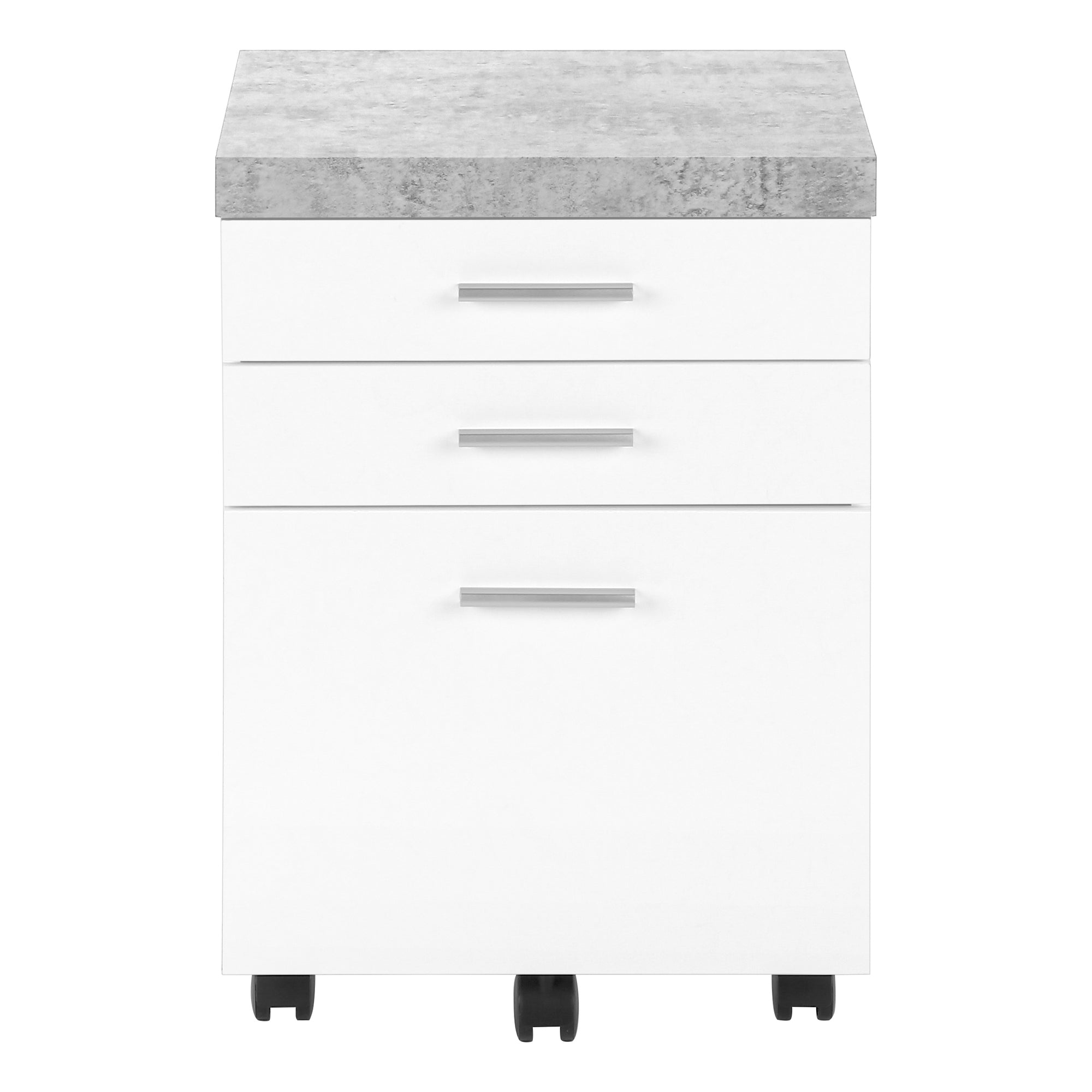 Filing Cabinet - 3 Drawer / White On Castors-Computer Desk-DECOROLALA