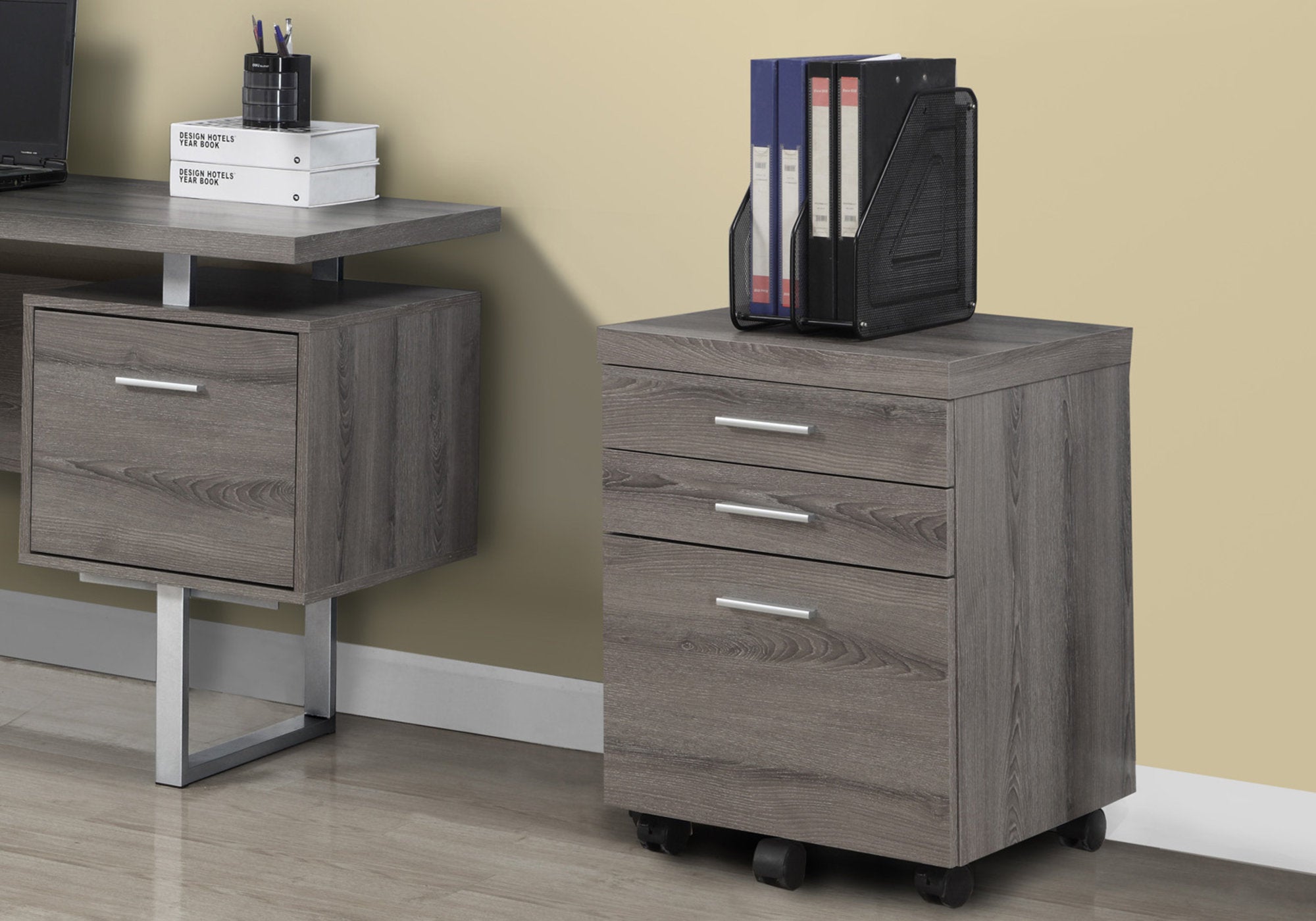 Filing Cabinet - 3 Drawer / White On Castors-Computer Desk-DECOROLALA