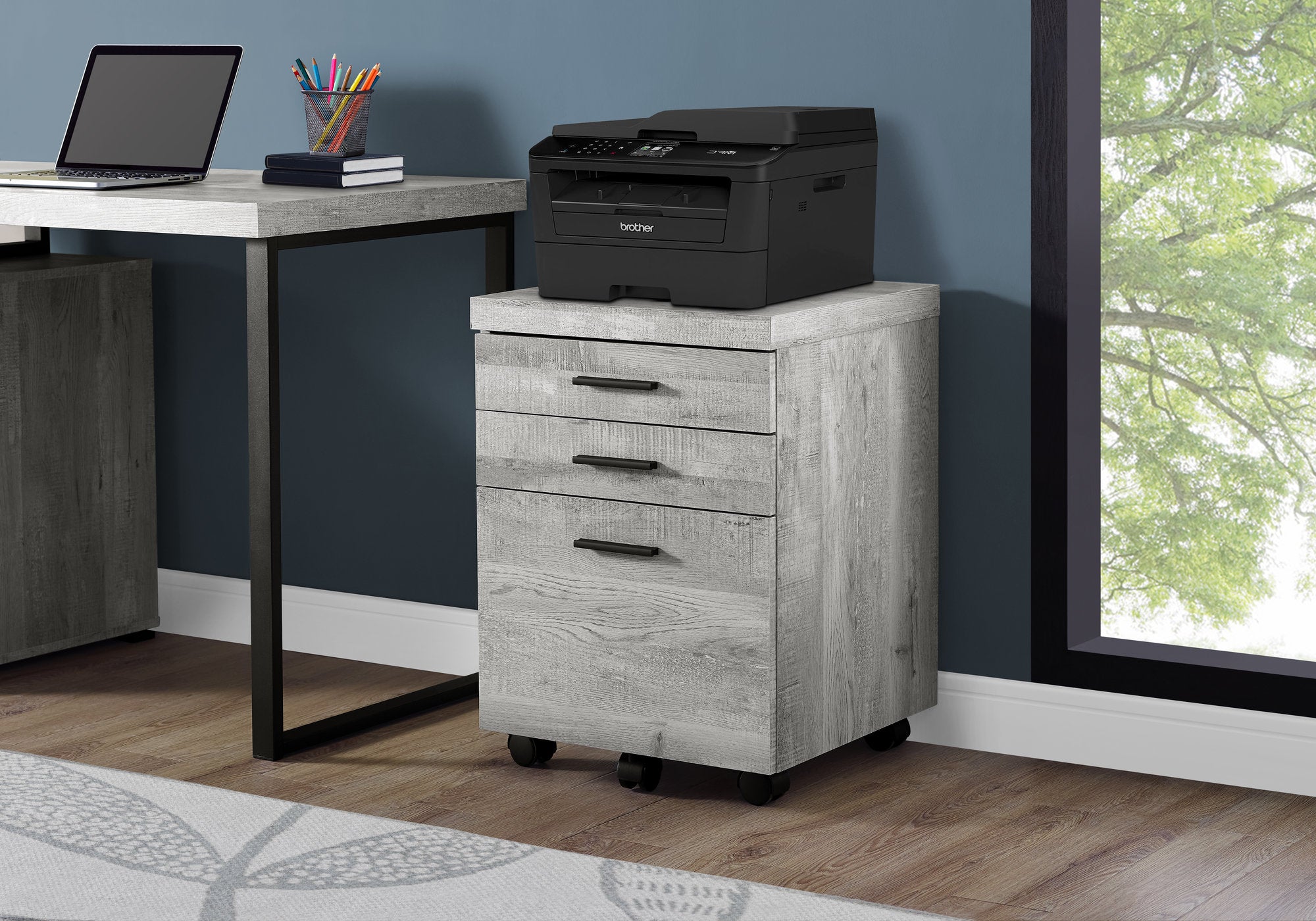 Filing Cabinet - 3 Drawer / White On Castors-Computer Desk-DECOROLALA