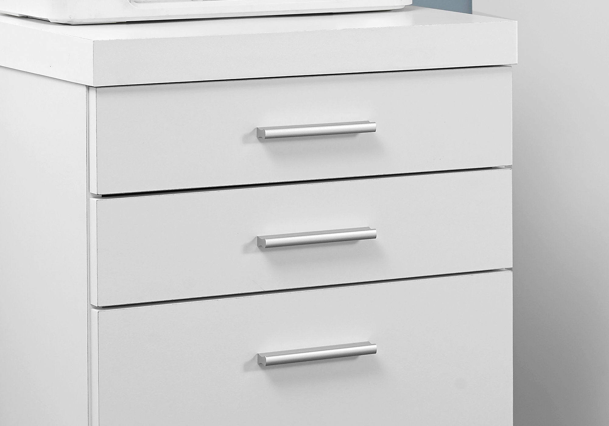 Filing Cabinet - 3 Drawer / White On Castors-Computer Desk-DECOROLALA