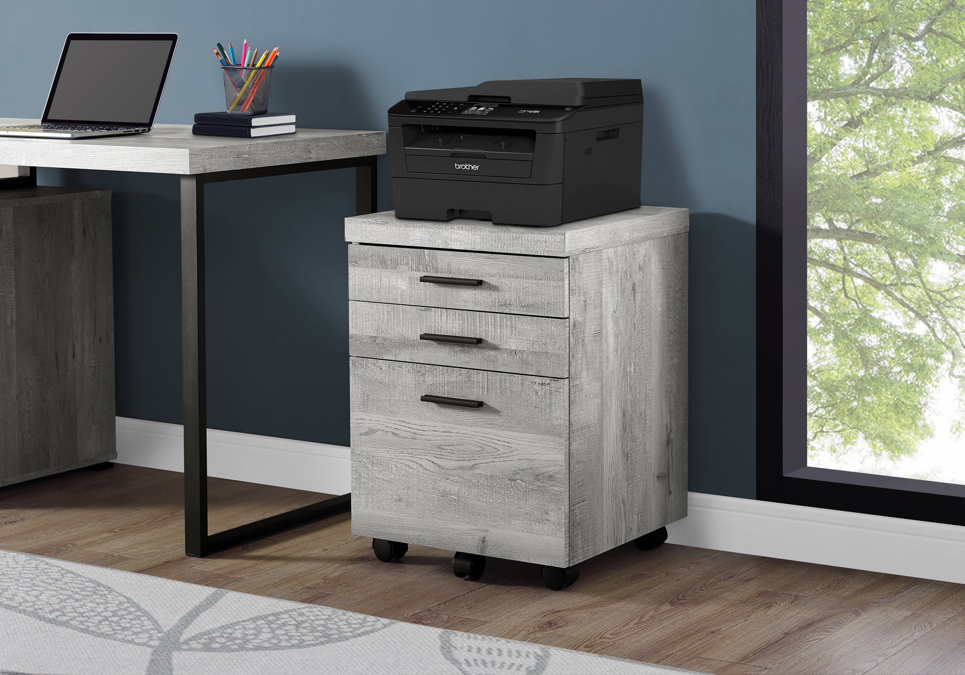 Filing Cabinet 3 Drawer White with Casters-Computer Desk-DECOROLALA