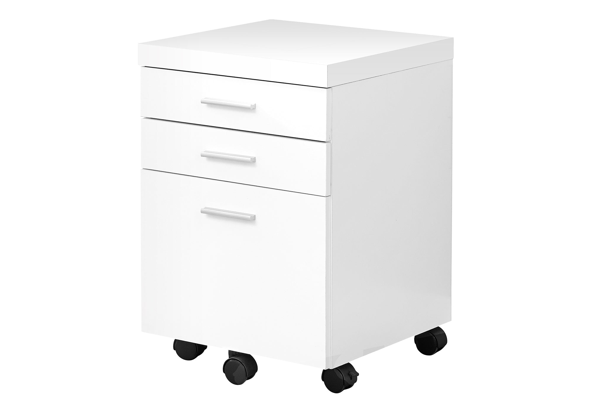 Filing Cabinet 3 Drawer White with Casters-Computer Desk-DECOROLALA