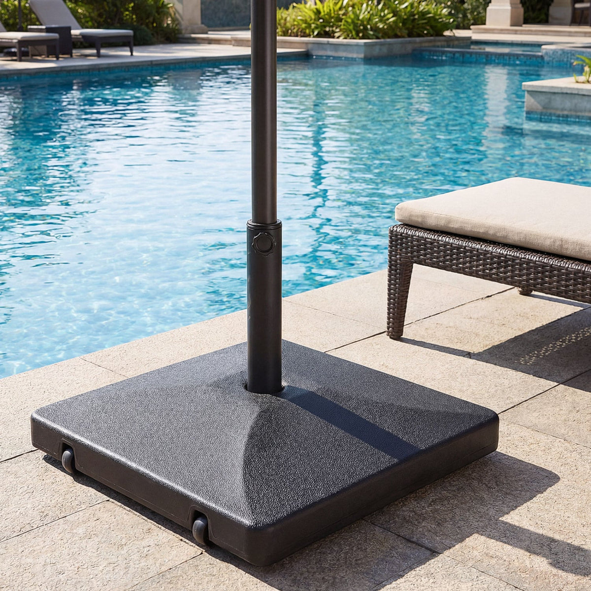 Fillable Umbrella Base 90 LBS Heavy Duty with 2 Wheels-Black-Outdoor Umbrella Bases-DECOROLALA
