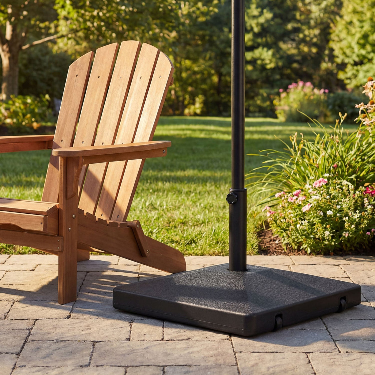 Fillable Umbrella Base 90 LBS Heavy Duty with 2 Wheels-Black-Outdoor Umbrella Bases-DECOROLALA