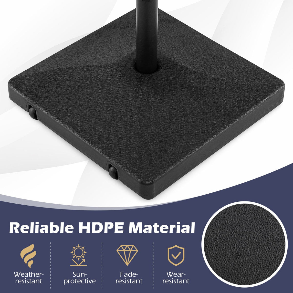 Fillable Umbrella Base 90 LBS Heavy Duty with 2 Wheels-Black-Outdoor Umbrella Bases-DECOROLALA