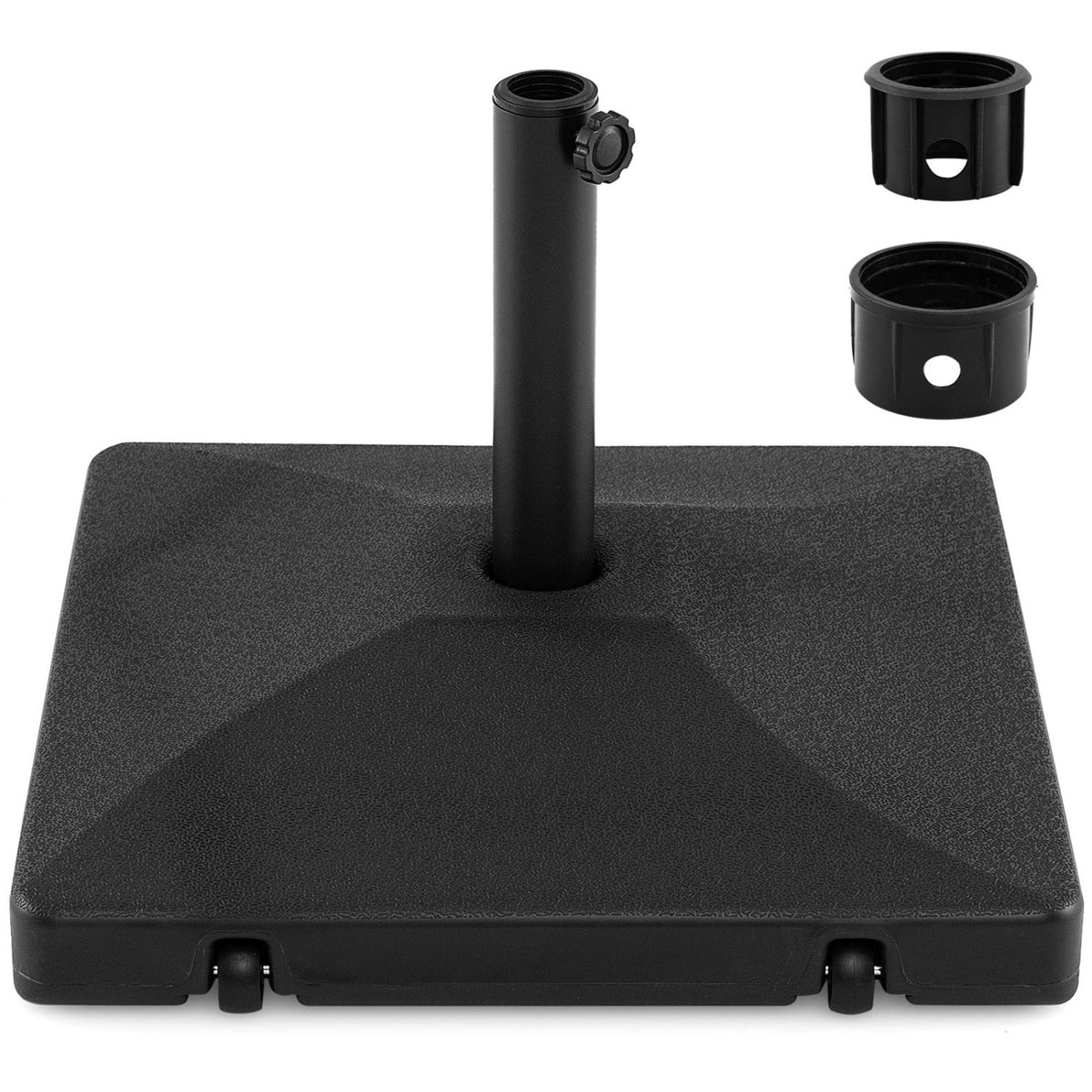 Fillable Umbrella Base 90 LBS Heavy Duty with 2 Wheels-Black-Outdoor Umbrella Bases-DECOROLALA