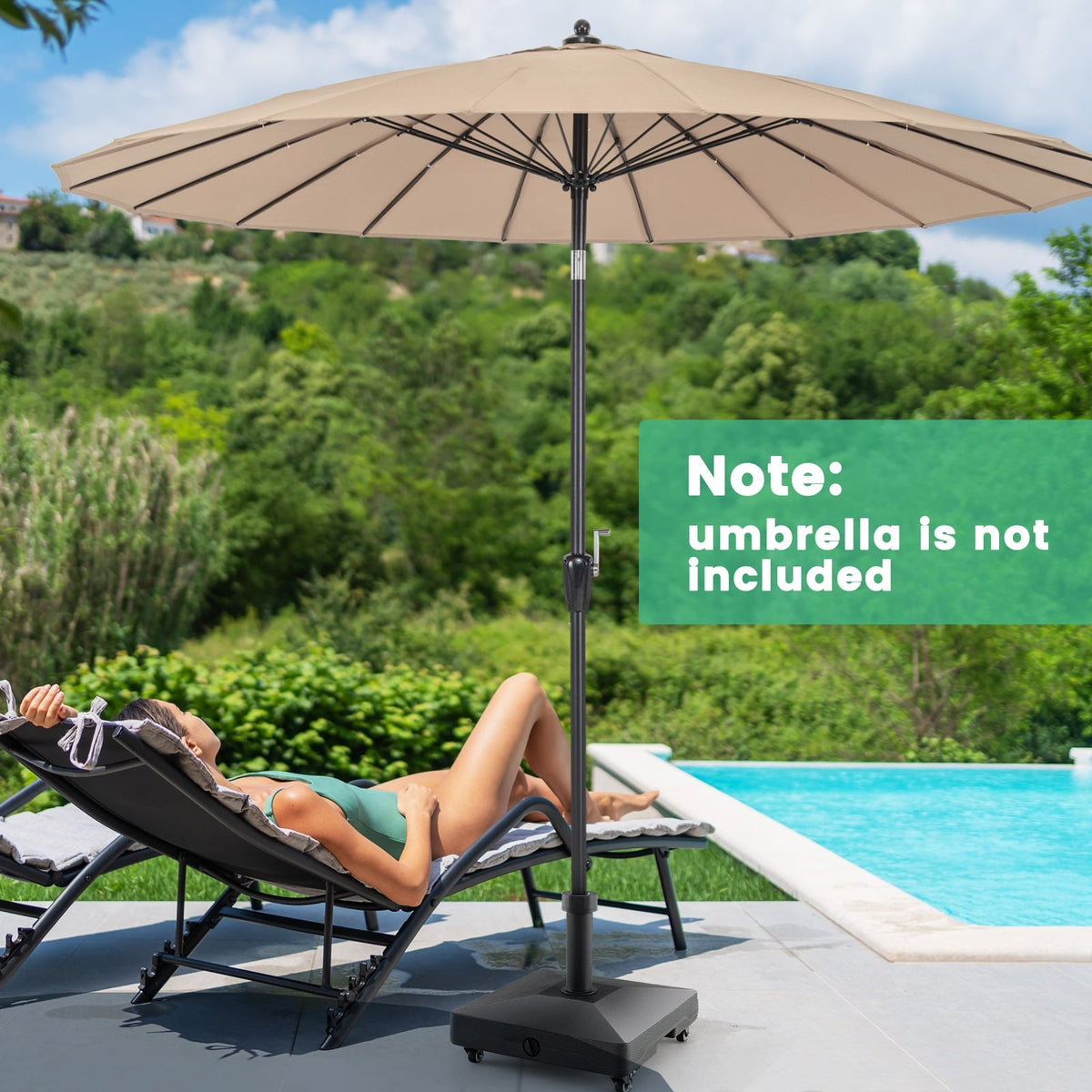 Fillable Umbrella Base Stand with Lockable Universal Wheels-Outdoor Umbrella Bases-DECOROLALA