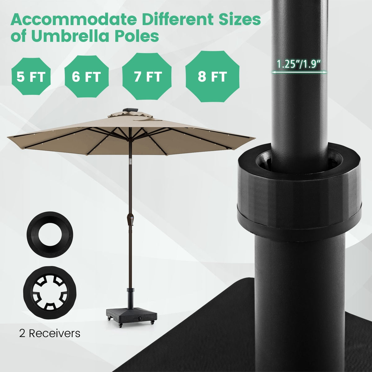 Fillable Umbrella Base Stand with Lockable Universal Wheels-Outdoor Umbrella Bases-DECOROLALA